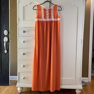Vintage nightgown chamise lingerie orange Small